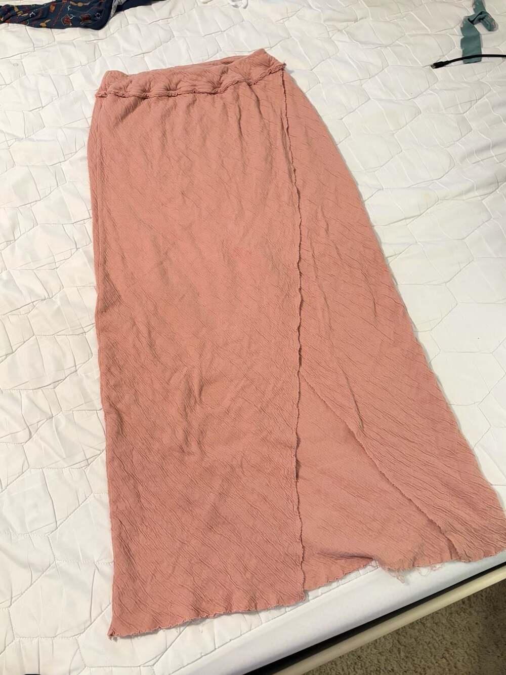 Free People Cotton Gauze Faux Wrap Small Midi Skirt Dusty Rose Boho Cottagecore - Picture 2 of 8